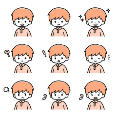 男の子の表情アイコンセット