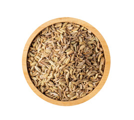fennel seeds in wood bowl on transparent png - obrazy, fototapety, plakaty