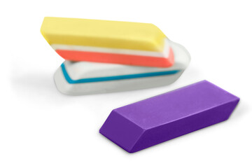 Group of three new colored erasers