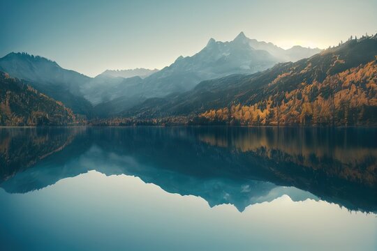lake and mountains In Autmn © Nature Stock