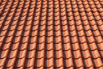 Traditional red clay roof tile pattern