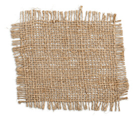 A piece of burlap in the form of a tablecloth lies