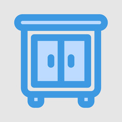 Cabinet icon in blue style about furniture, use for website mobile app presentation