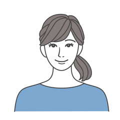 笑顔の女性のシンプルアイコン 上半身イラスト素材 青