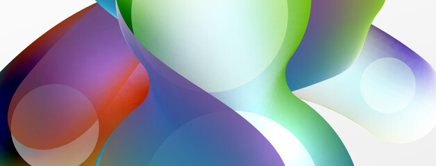 Fluid abstract background, round shapes and circle flowing design for wallpaper, banner, background or landing