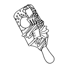 Vector set with ice cream matcha. Flat illustration on white background.