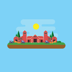 vector illustration of farm with flat design style