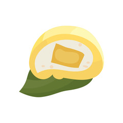 Multi-flavoured Japanese Mochi sweet dessert. Flat Vector illustration with Healthy sweet snack. For banner, poster, restaurant menu, national mochi day.