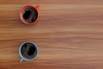 coffee cup on wooden table 