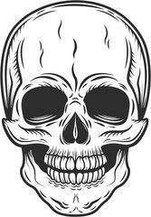 Skull monochrome style isolated illustration