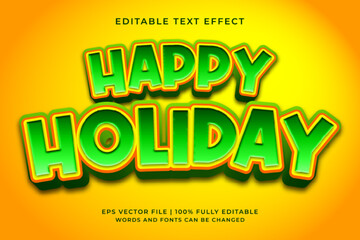 Obraz premium Happy holiday cartoon 3d editable text effect