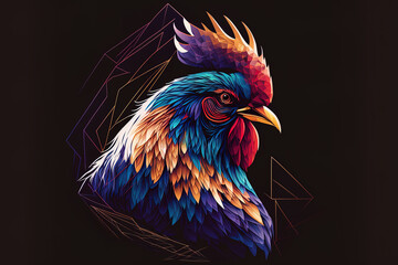 The logo for a geometric rooster. Generative AI