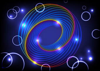 Abstract bubble spinning space swirl votex effect curve vector background