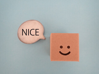 ニコニコ笑顔の吹き出しにナイスNICEの単語
