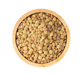 lentils in wood bowl  isolated on transparent png