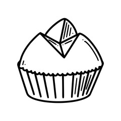 Fa gao, Chinese fortune cake vector illustration. Chinese New year dessert in doodle style.