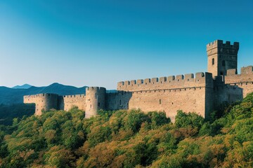 Obraz premium Castle in the morning over the Mountain