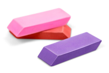 Group of three new colored erasers