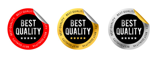 Fototapeta na wymiar label Best Quality in gold and silver premium sticker design. vector illustration