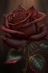 Beautiful Realistic Maroon Rose, closeup view, art graphic wallpaper background