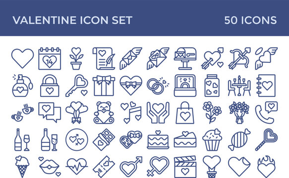 Valentine Line Icon Set