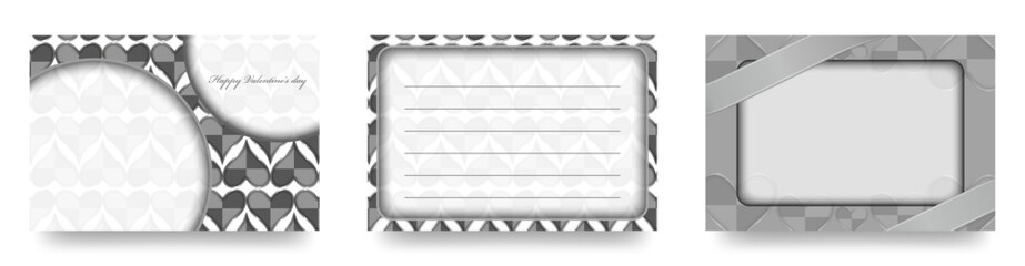 Obraz premium メッセージが書ける ハートのイラスト ベクターテンプレートカードセット/Valentine/ポストカード メッセージカード/Postcard/はがきテンプレート/DM/手紙