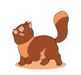 Cute cat walking. Serious kitten walks with its head up, charming pet. Emotions, moods and feelings. Poster or banner for website. Template, layout and mock up. Cartoon flat vector illustration