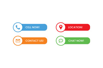 Contact us button with call now label banner and location icon chat sign in modern banners buttons