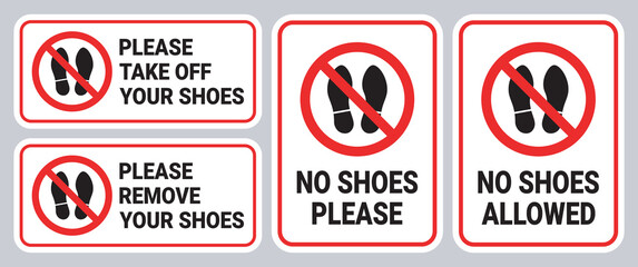 No Shoes Sign Collection Vector