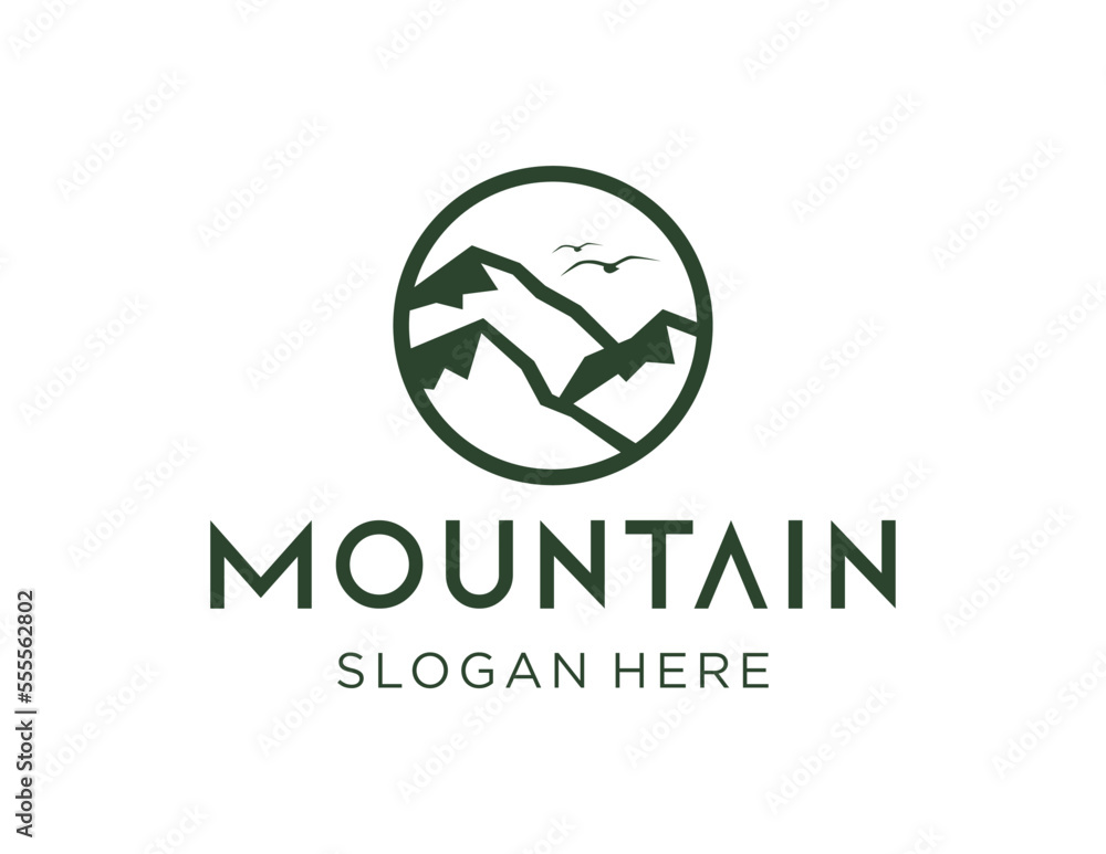 Poster logo design about mountain on a white background. made using the coreldraw application.