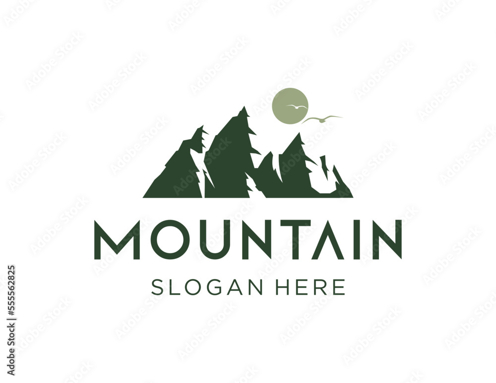 Poster logo design about mountain on a white background. made using the coreldraw application.