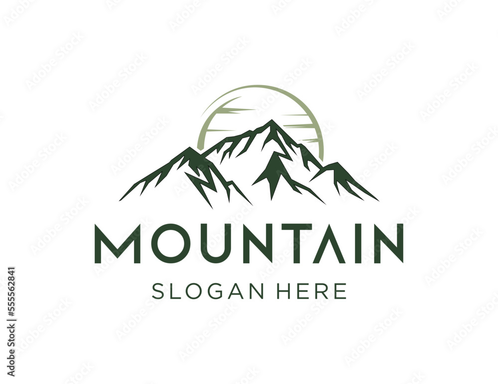 Poster logo design about mountain on a white background. made using the coreldraw application.