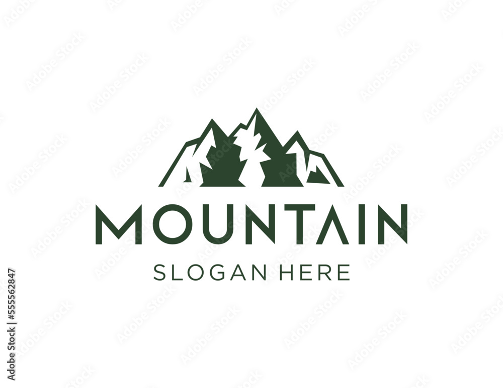 Poster logo design about mountain on a white background. made using the coreldraw application.