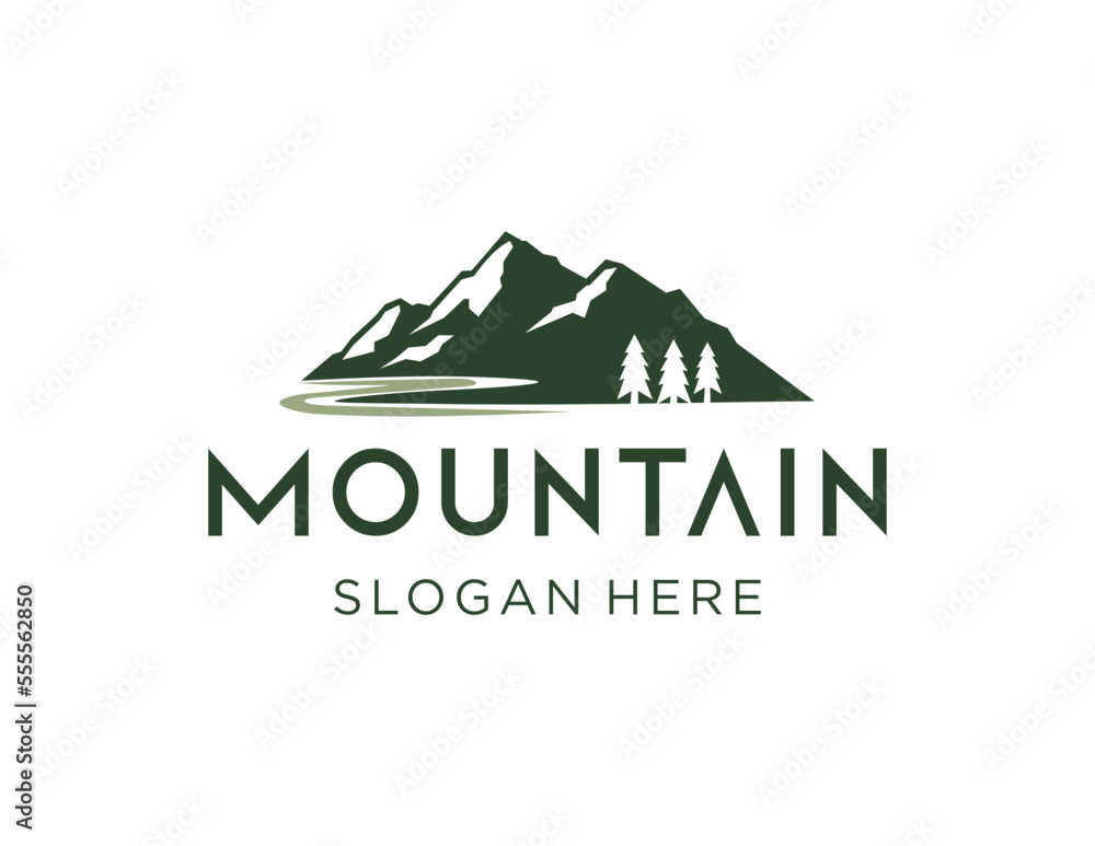 Poster logo design about mountain on a white background. made using the coreldraw application.