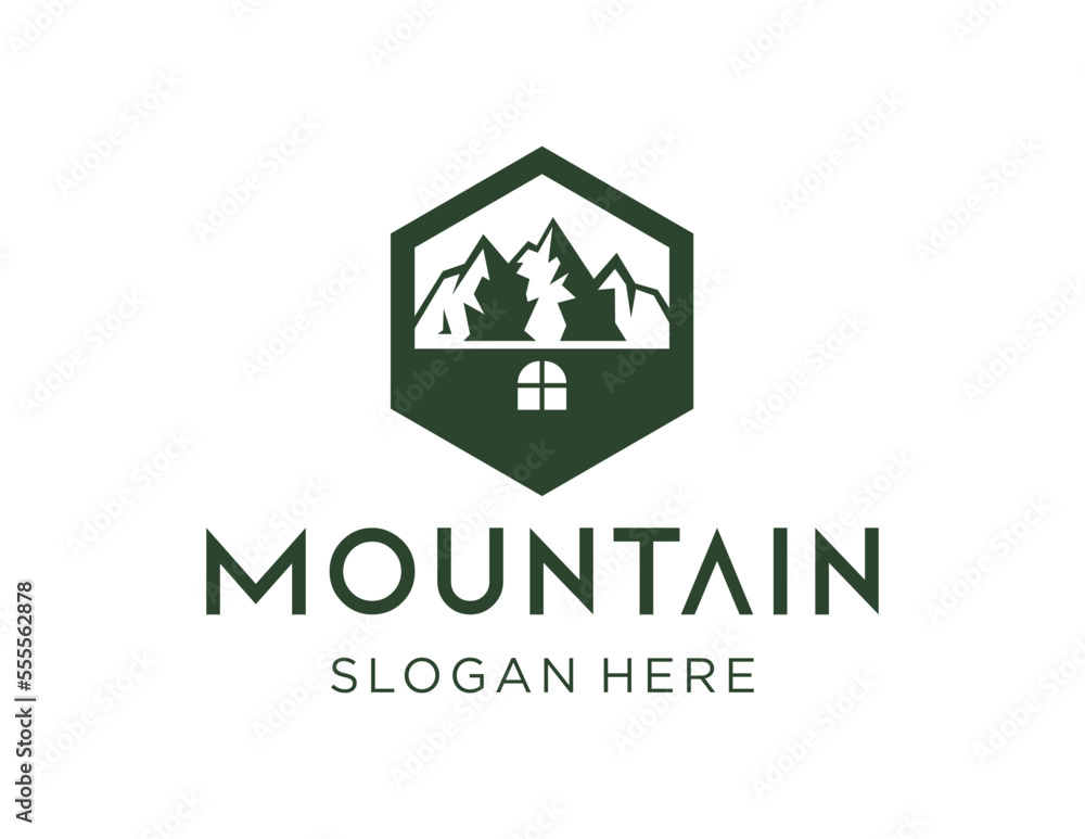 Poster logo design about mountain on a white background. made using the coreldraw application.