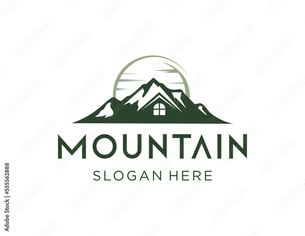 Poster logo design about mountain on a white background. made using the coreldraw application.
