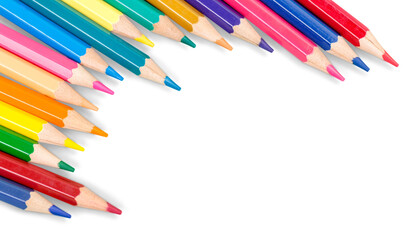 Collection of colored study pencils for drawings