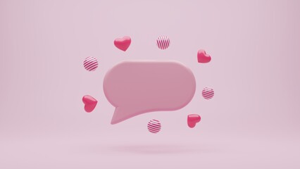 3d rendering of Love status Message frame box icon with space for your text. Social media post design