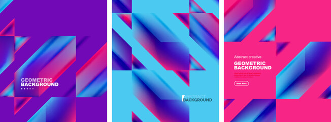 Set of abstract backgrounds. Overlapping geometric elements composition. Vector Illustration For Wallpaper, Banner, Background, Card, Book Illustration, landing page