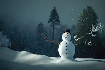 Fototapeta premium Winter landscape with Snowman