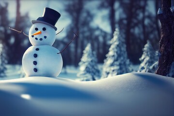 Obraz premium Winter landscape with Snowman