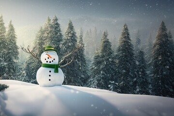 Fototapeta premium Winter landscape with Snowman