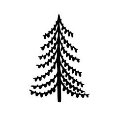 Black and white vector deciduous tree