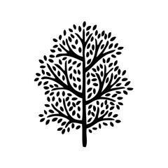 Black and white vector deciduous tree