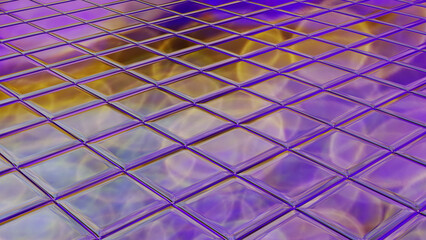 Colorful space nebula reflection on a glass tile floor (3D Rendering)