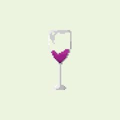 illustration vector graphic glass of wine with pixel art style, colorfull and good for your project.
