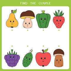 Find the couple. Simple educational game for kids. Vector worksheet