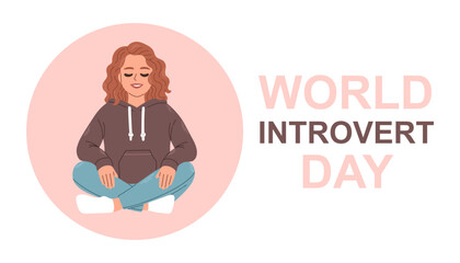 World Introvert Day. January 2. Holiday concept. Template for background, banner, card, poster. Vector EPS10