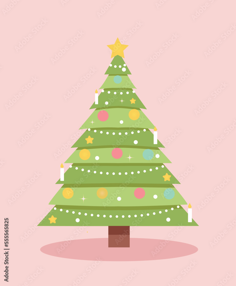 Poster christmas tree icon. sticker for social networks and reaction for messengers. design element for inv