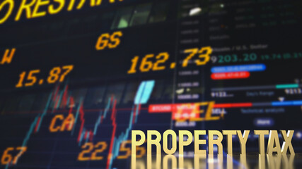 Obraz premium The gold property tax on business background 3d rendering